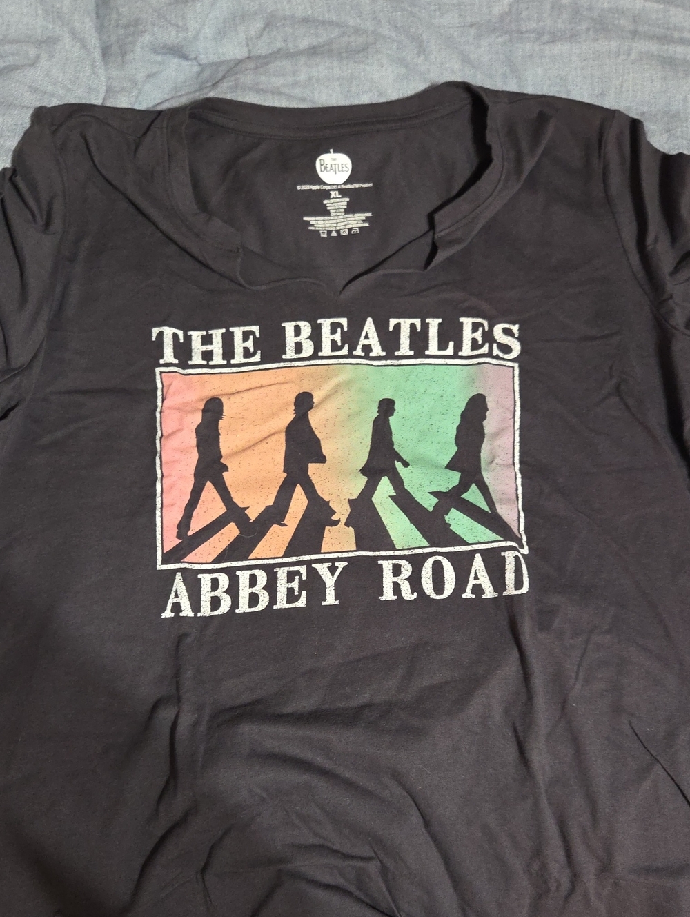 The Beatles T-Shirt in Black with Sunset Gradient Abbey Road Graphic